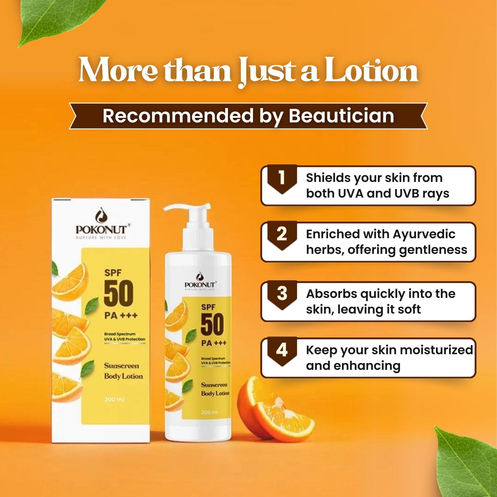 Pokonut Sunscreen Body Lotion | SPF 50 PA+++ | 200ML