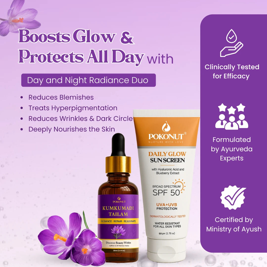 Day and Night Radiance Duo - Sunscreen and Kumkumadi Face Oil