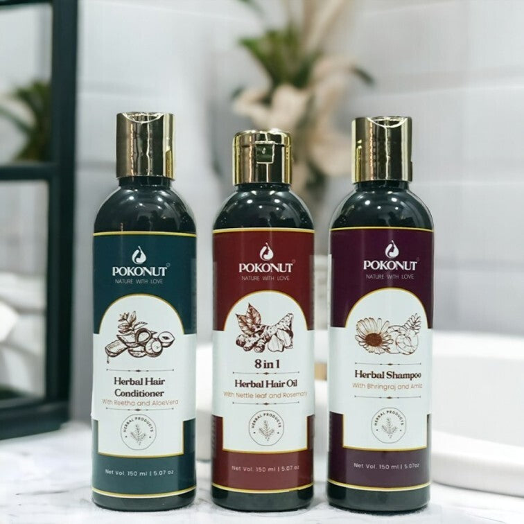 Herbal Hair care Kit (Hair oil, Shampoo, Conditioner)-150ML Each