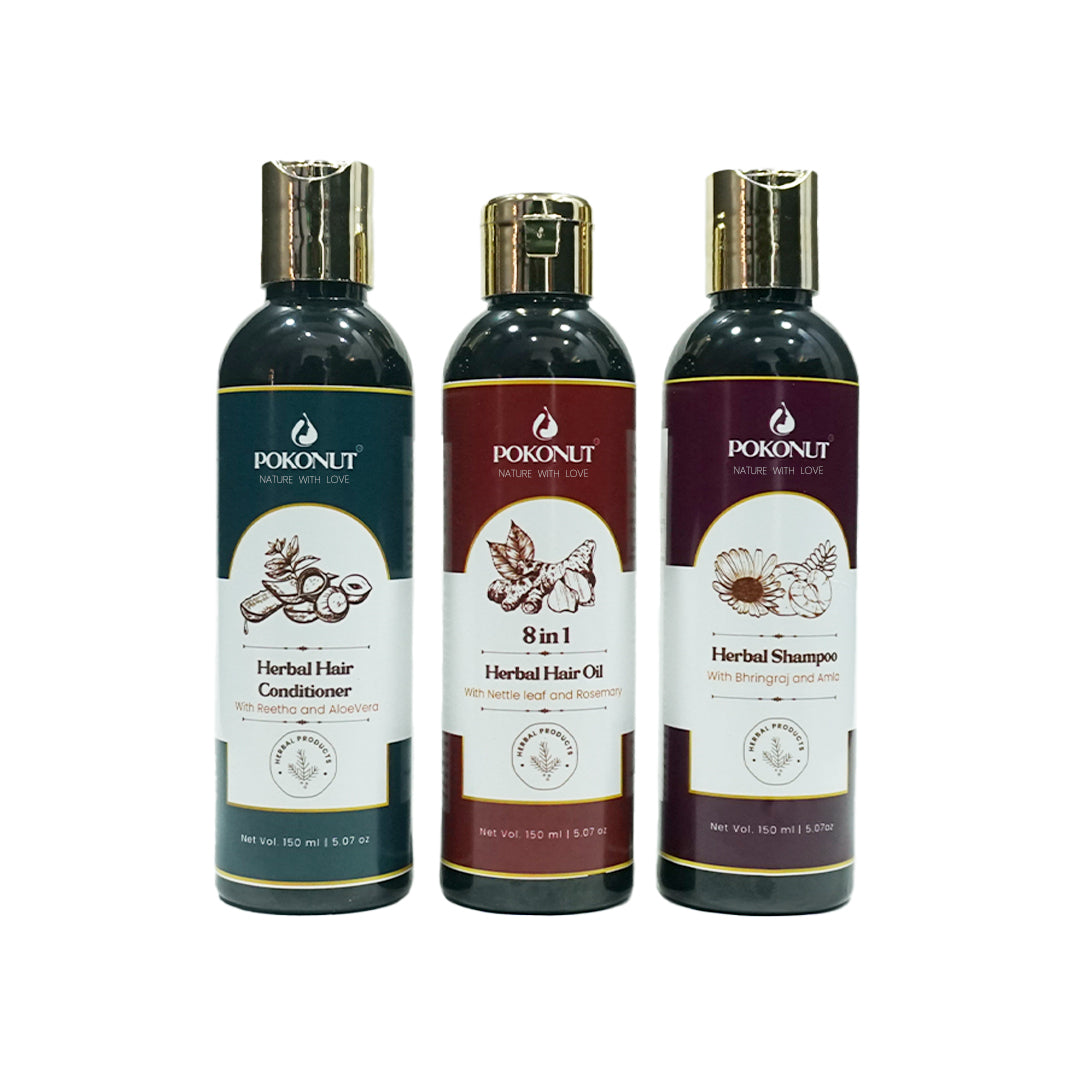 Herbal Hair care Kit (Hair oil, Shampoo, Conditioner)-150ML Each