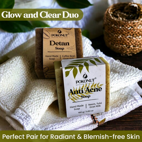 Glow and Clear Duo| Detan & Antiacne Combo Pack| 2 Soaps